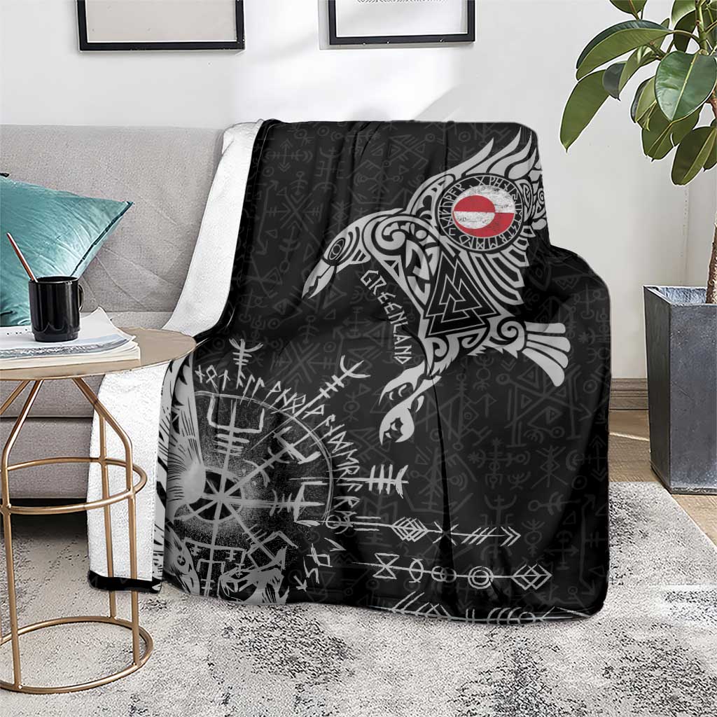 Greenland Viking Ravens Blanket Vegvisir Runes Pattern - Wonder Print Shop