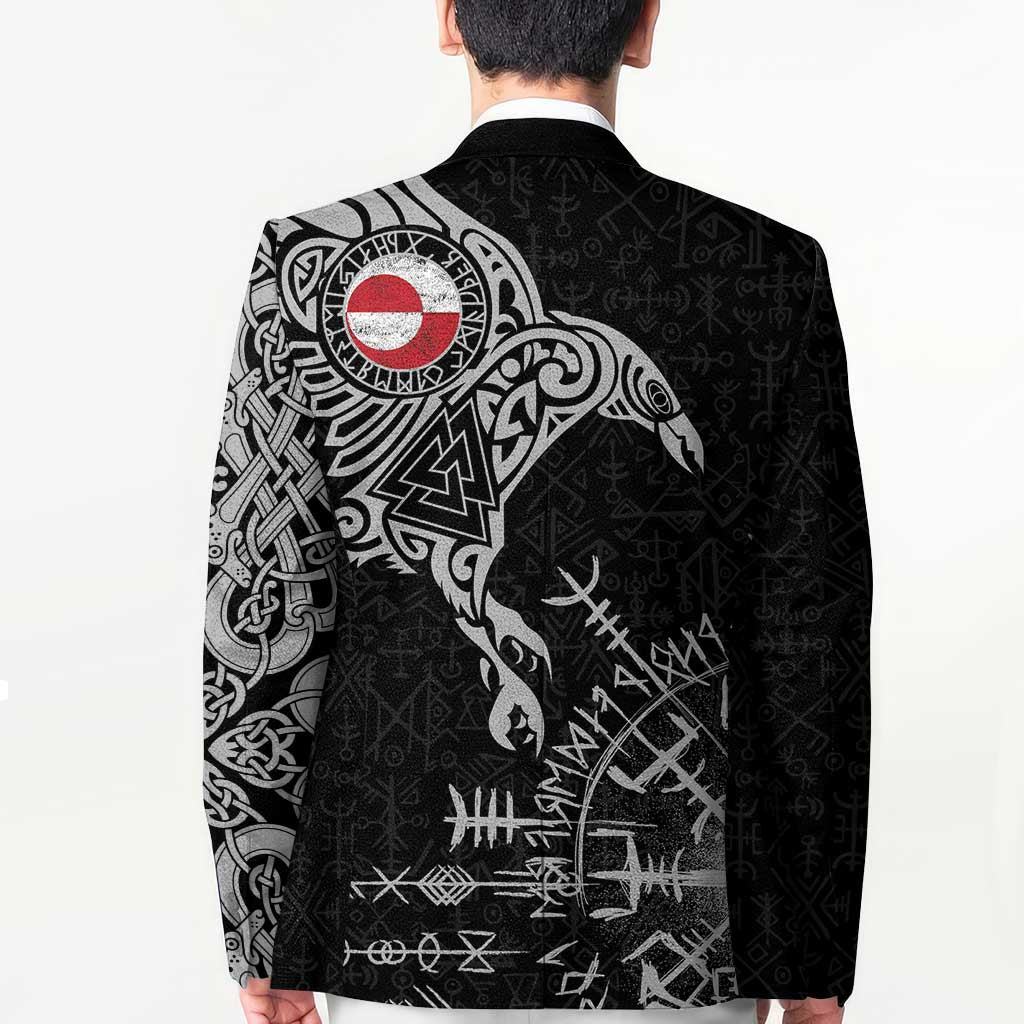 Greenland Viking Ravens Blazer Vegvisir Runes Pattern - Wonder Print Shop