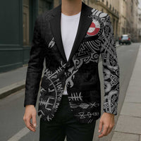 Greenland Viking Ravens Blazer Vegvisir Runes Pattern - Wonder Print Shop