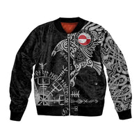 Greenland Viking Ravens Bomber Jacket Vegvisir Runes Pattern - Wonder Print Shop