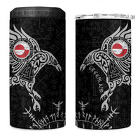 Greenland Viking Ravens 4 in 1 Can Cooler Tumbler Vegvisir Runes Pattern - Wonder Print Shop