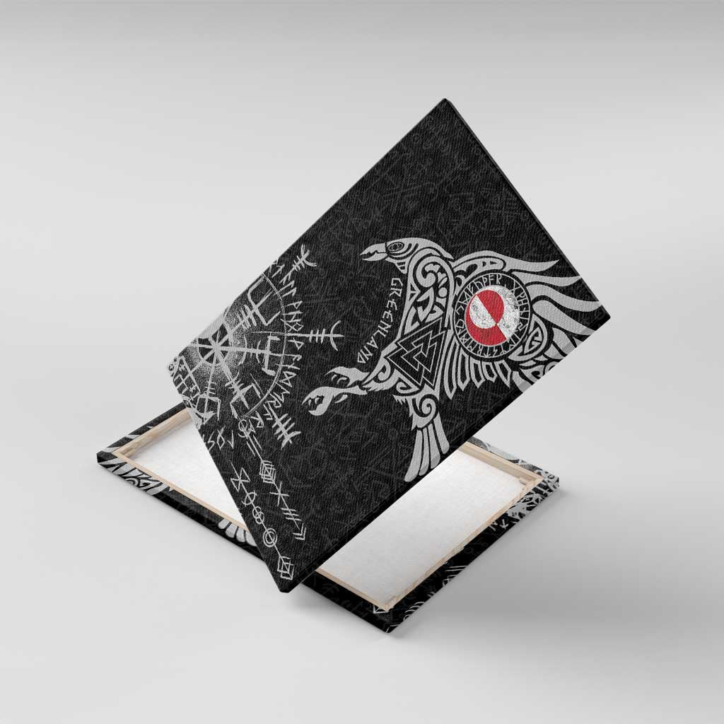 Greenland Viking Ravens Canvas Wall Art Vegvisir Runes Pattern - Wonder Print Shop