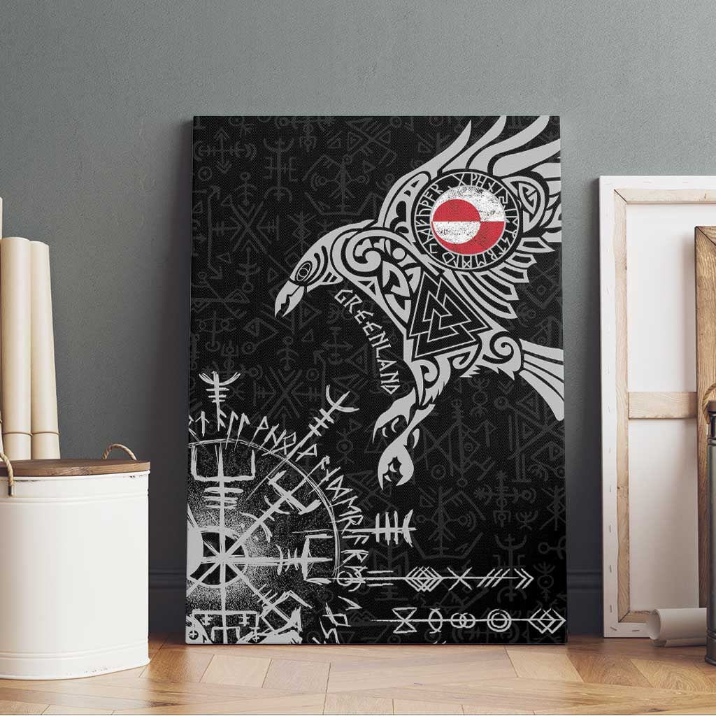 Greenland Viking Ravens Canvas Wall Art Vegvisir Runes Pattern - Wonder Print Shop