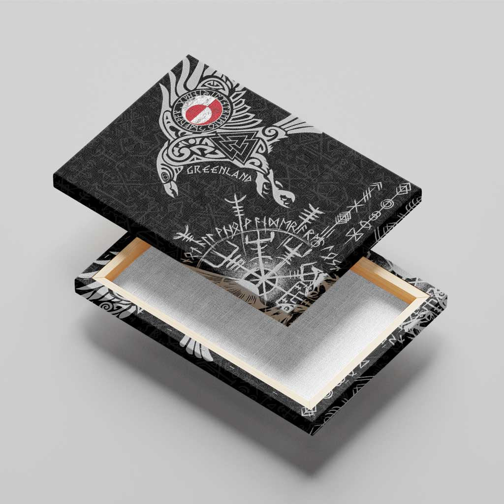 Greenland Viking Ravens Canvas Wall Art Vegvisir Runes Pattern - Wonder Print Shop