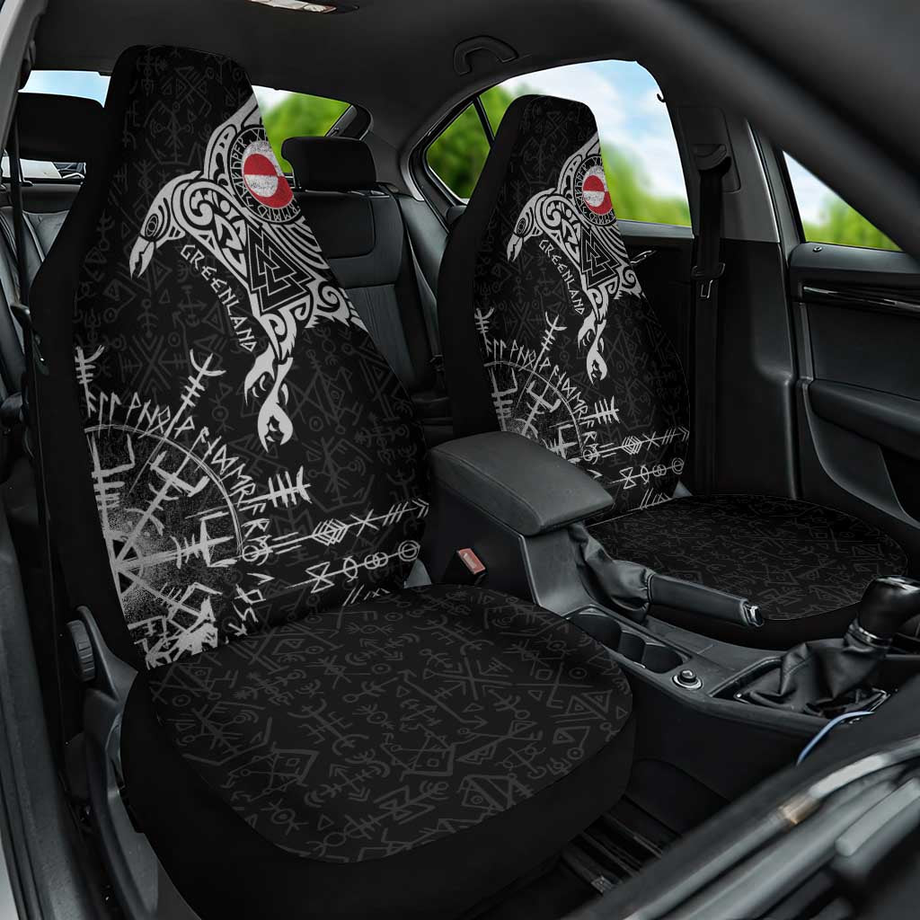 Greenland Viking Ravens Car Seat Cover Vegvisir Runes Pattern - Wonder Print Shop