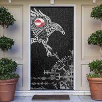 Greenland Viking Ravens Door Cover Vegvisir Runes Pattern - Wonder Print Shop