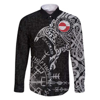 Greenland Viking Ravens Family Matching Long Sleeve Bodycon Dress and Hawaiian Shirt Vegvisir Runes Pattern - Wonder Print Shop