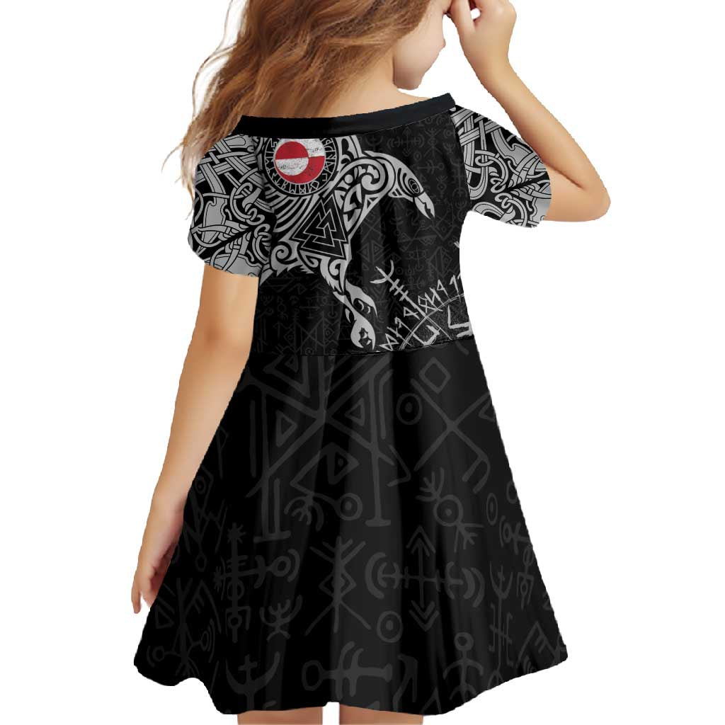 Greenland Viking Ravens Family Matching Off Shoulder Maxi Dress and Hawaiian Shirt Vegvisir Runes Pattern - Wonder Print Shop