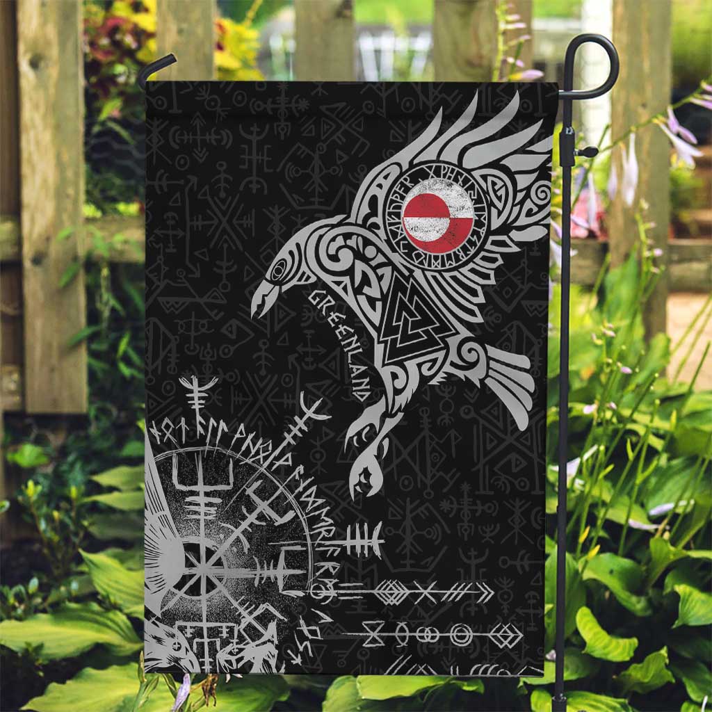 Greenland Viking Ravens Garden Flag Vegvisir Runes Pattern - Wonder Print Shop