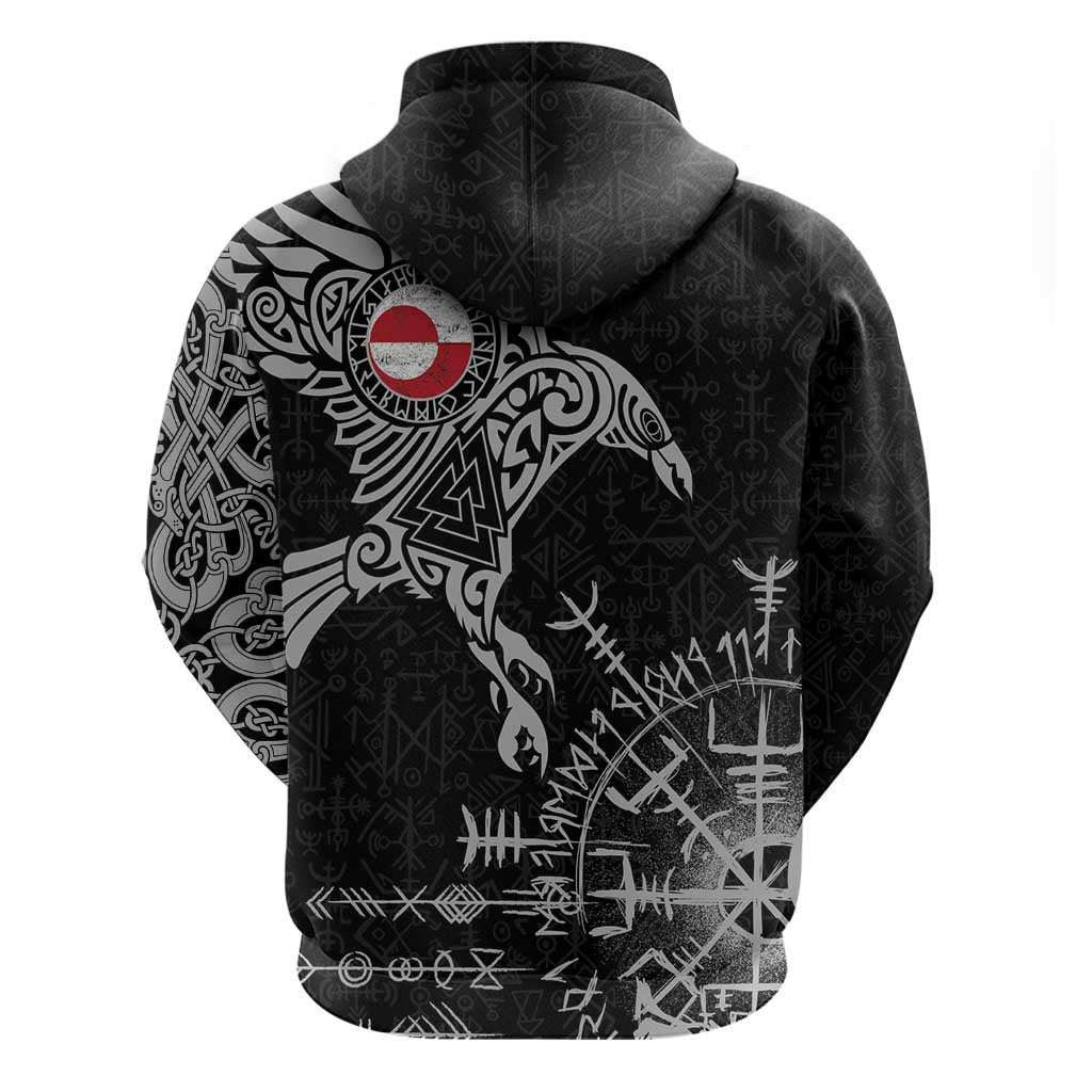 Greenland Viking Ravens Hoodie Vegvisir Runes Pattern - Wonder Print Shop