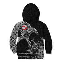Greenland Viking Ravens Kid Hoodie Vegvisir Runes Pattern - Wonder Print Shop