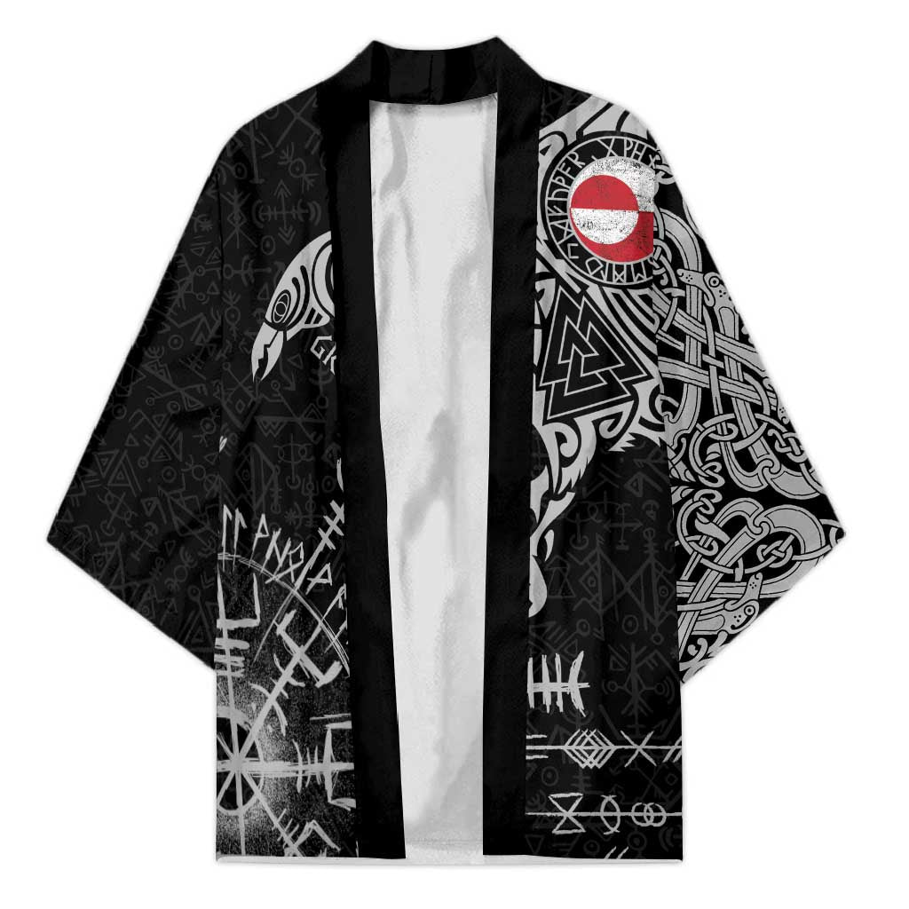 Greenland Viking Ravens Kimono Vegvisir Runes Pattern - Wonder Print Shop