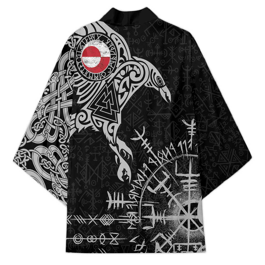 Greenland Viking Ravens Kimono Vegvisir Runes Pattern - Wonder Print Shop