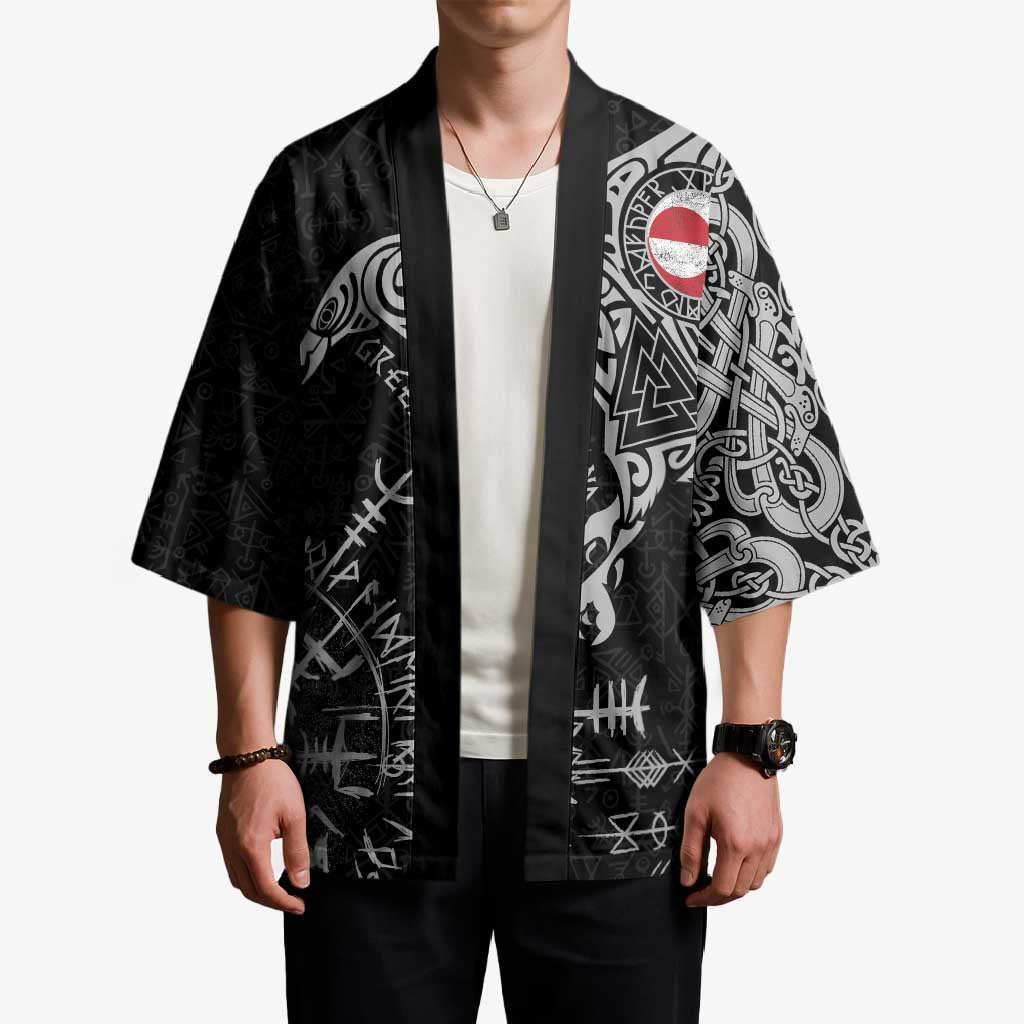 Greenland Viking Ravens Kimono Vegvisir Runes Pattern - Wonder Print Shop