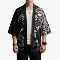 Greenland Viking Ravens Kimono Vegvisir Runes Pattern - Wonder Print Shop