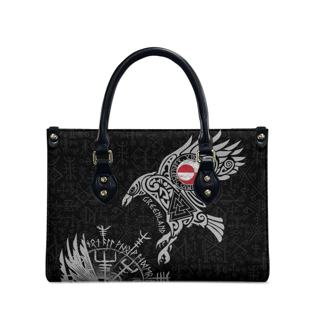 Greenland Viking Ravens Leather Bag Vegvisir Runes Pattern - Wonder Print Shop