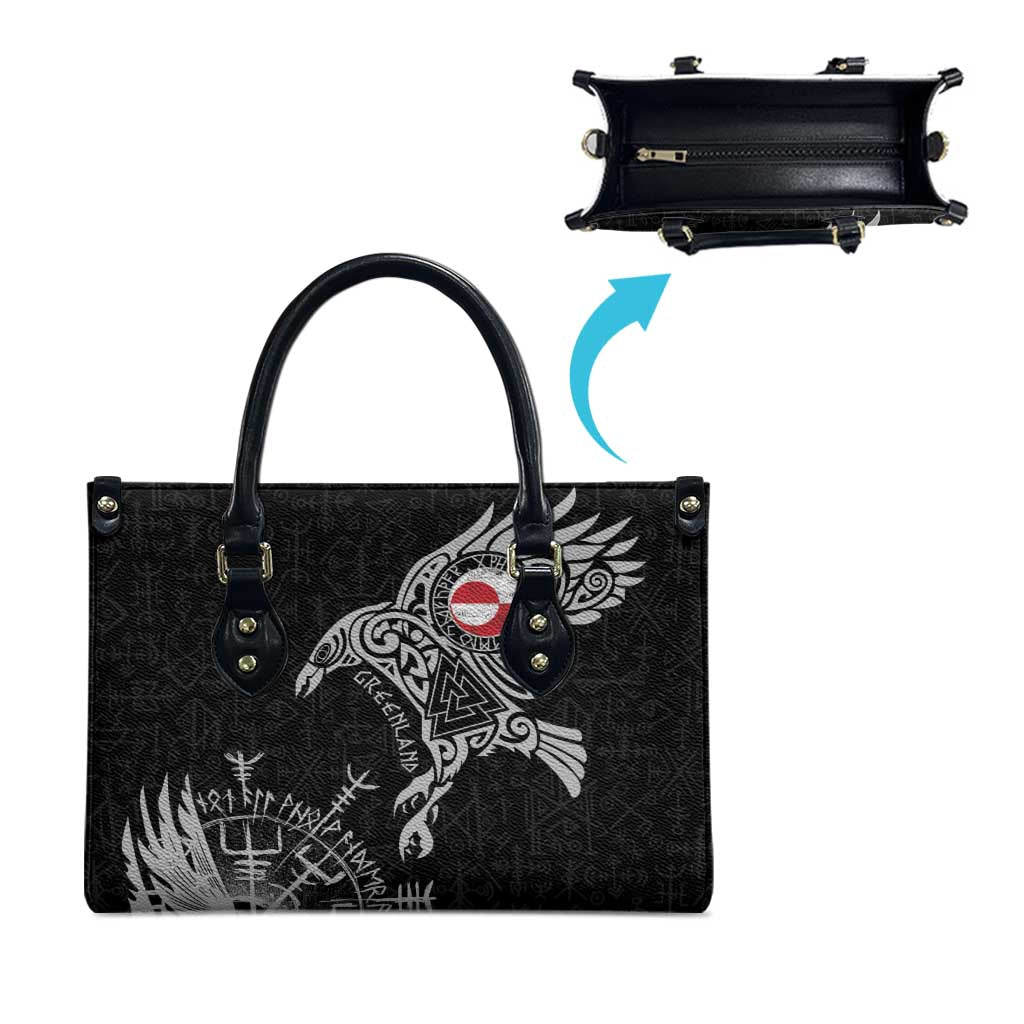 Greenland Viking Ravens Leather Bag Vegvisir Runes Pattern - Wonder Print Shop
