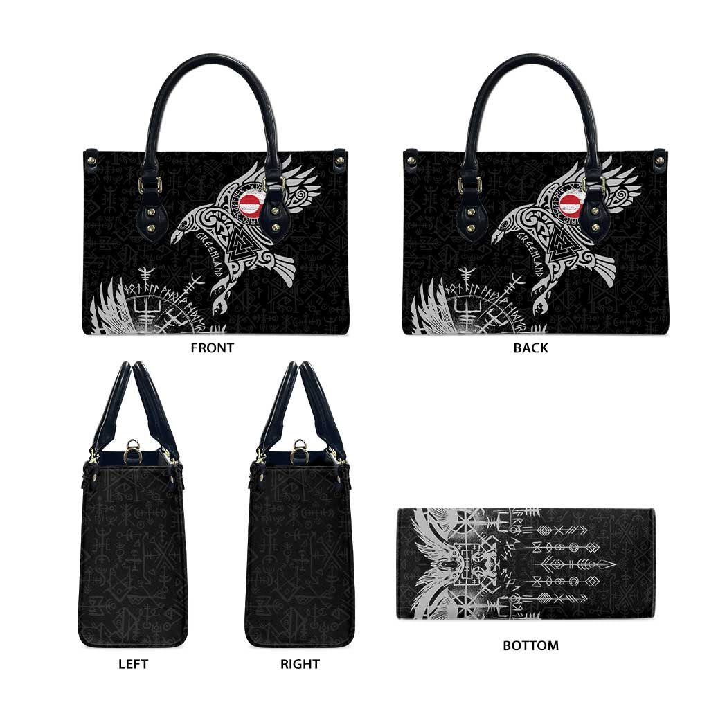 Greenland Viking Ravens Leather Bag Vegvisir Runes Pattern - Wonder Print Shop