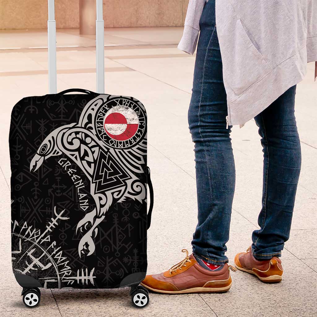 Greenland Viking Ravens Luggage Cover Vegvisir Runes Pattern - Wonder Print Shop