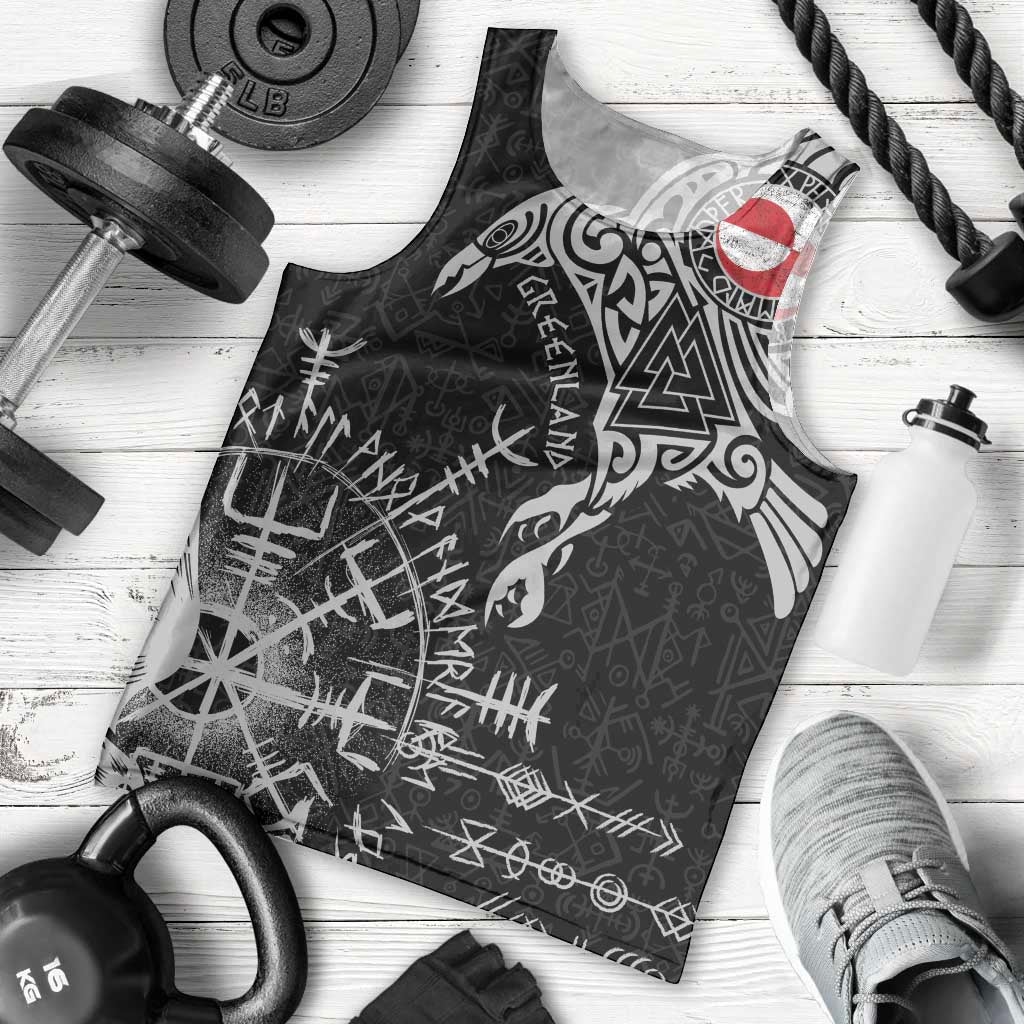 Greenland Viking Ravens Men Tank Top Vegvisir Runes Pattern - Wonder Print Shop