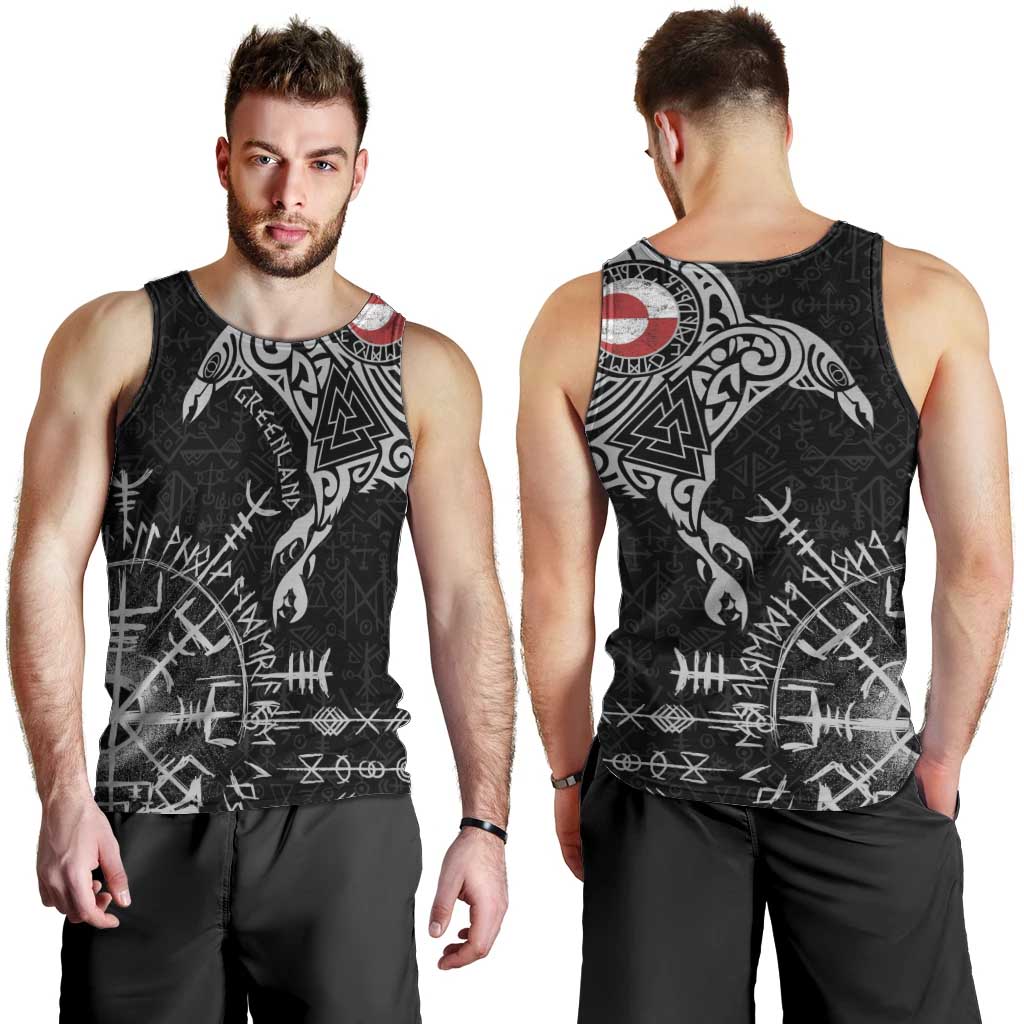 Greenland Viking Ravens Men Tank Top Vegvisir Runes Pattern - Wonder Print Shop