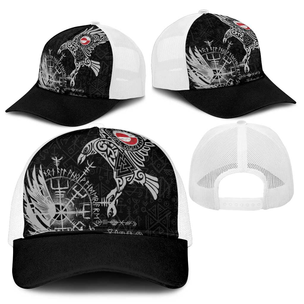 Greenland Viking Ravens Mesh Trucker Cap Vegvisir Runes Pattern - Wonder Print Shop