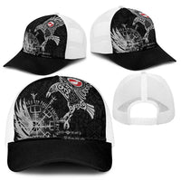 Greenland Viking Ravens Mesh Trucker Cap Vegvisir Runes Pattern - Wonder Print Shop