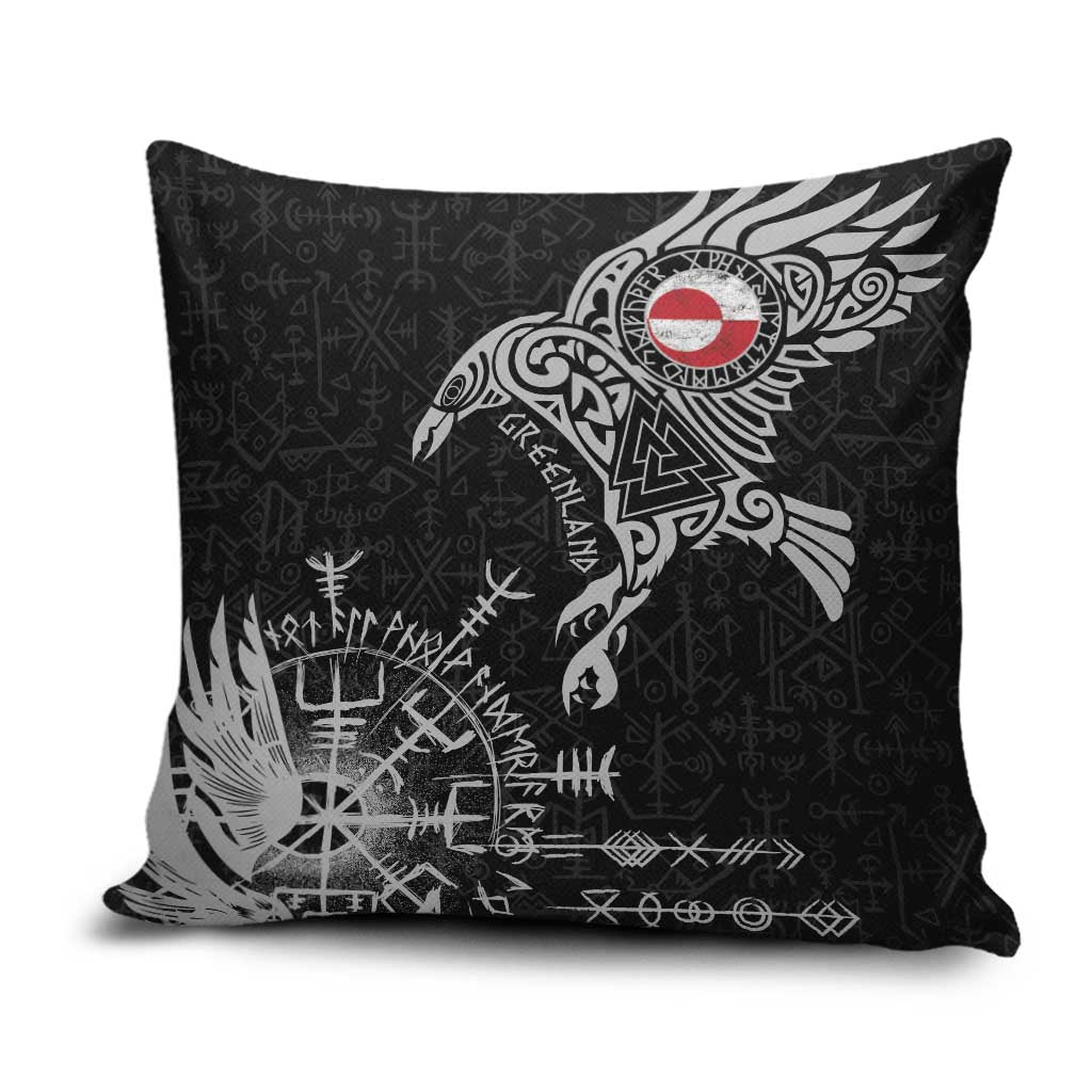 Greenland Viking Ravens Pillow Cover Vegvisir Runes Pattern - Wonder Print Shop