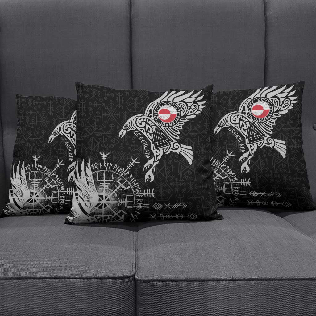 Greenland Viking Ravens Pillow Cover Vegvisir Runes Pattern - Wonder Print Shop