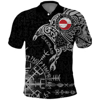 Greenland Viking Ravens Polo Shirt Vegvisir Runes Pattern - Wonder Print Shop