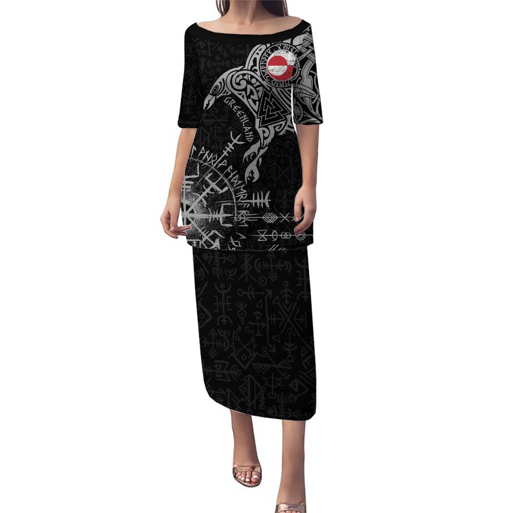 Greenland Viking Ravens Puletasi Vegvisir Runes Pattern - Wonder Print Shop