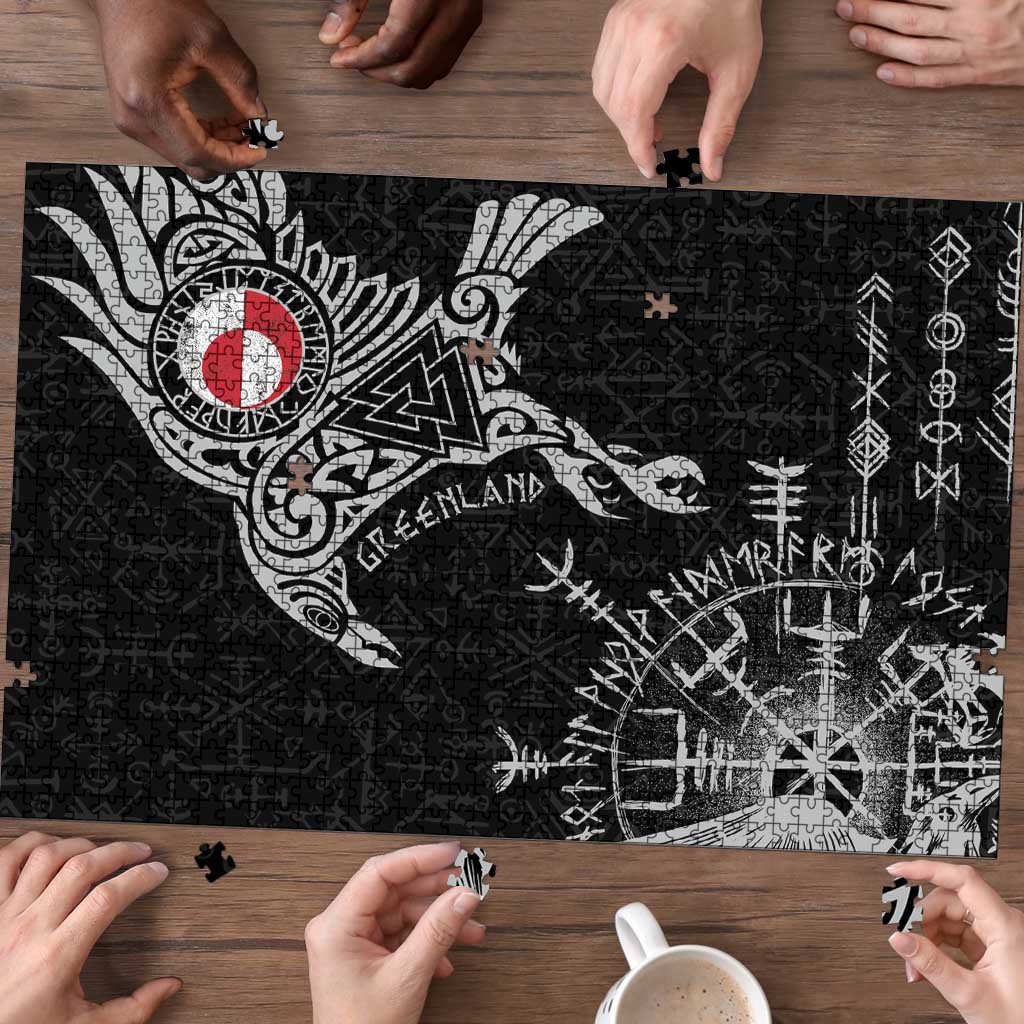 Greenland Viking Ravens Puzzle Vegvisir Runes Pattern - Wonder Print Shop