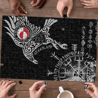 Greenland Viking Ravens Puzzle Vegvisir Runes Pattern - Wonder Print Shop