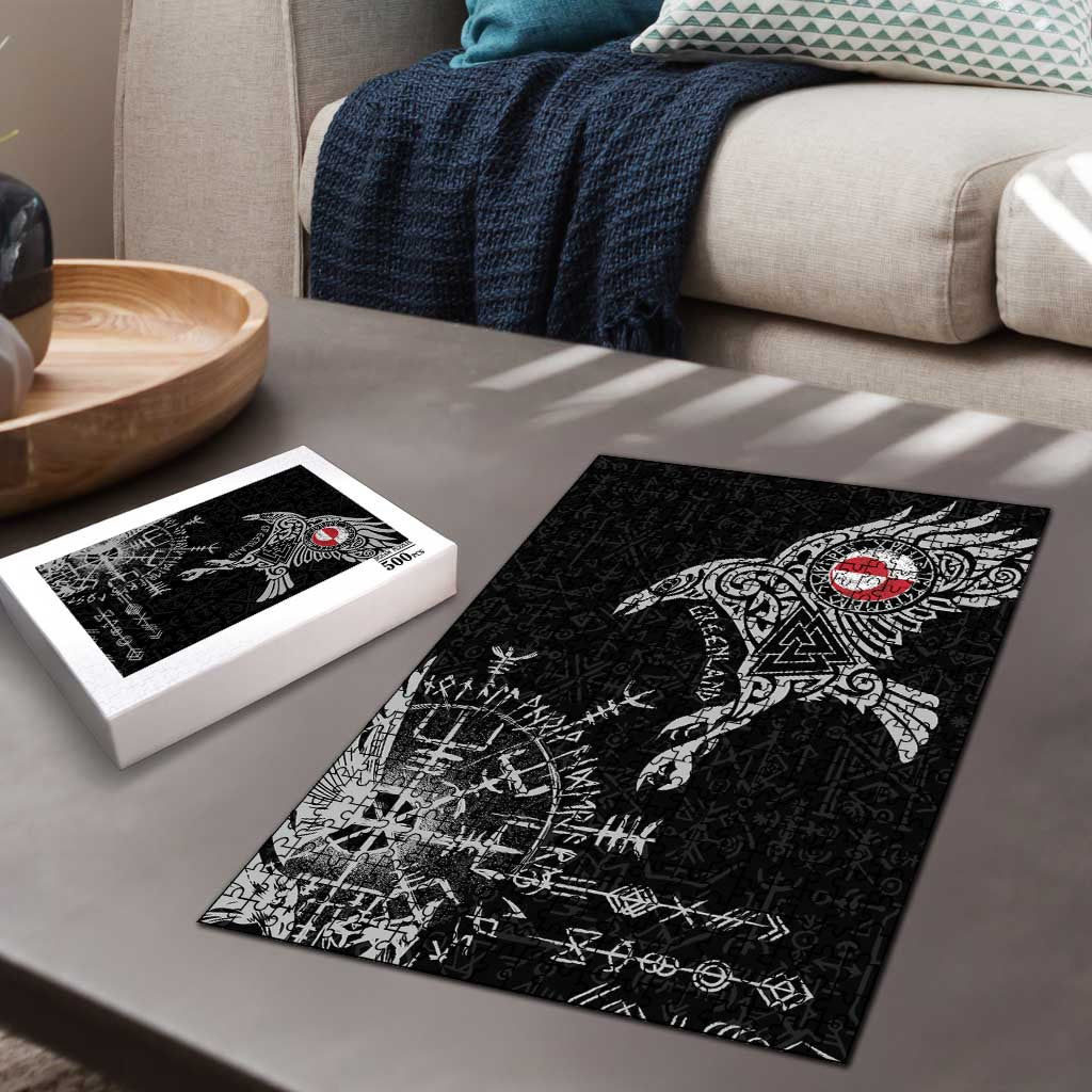 Greenland Viking Ravens Puzzle Vegvisir Runes Pattern - Wonder Print Shop