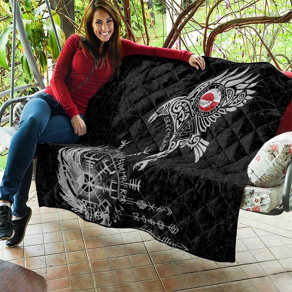 Greenland Viking Ravens Quilt Vegvisir Runes Pattern - Wonder Print Shop