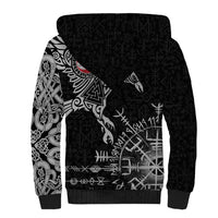Greenland Viking Ravens Sherpa Hoodie Vegvisir Runes Pattern - Wonder Print Shop