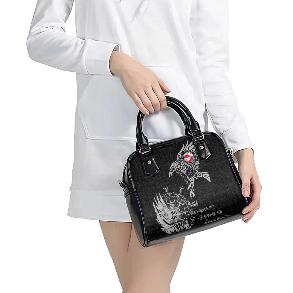 Greenland Viking Ravens Shoulder Handbag Vegvisir Runes Pattern - Wonder Print Shop