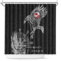 Greenland Viking Ravens Shower Curtain Vegvisir Runes Pattern - Wonder Print Shop