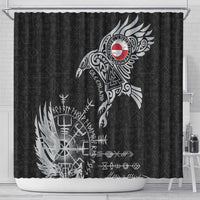Greenland Viking Ravens Shower Curtain Vegvisir Runes Pattern - Wonder Print Shop
