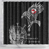Greenland Viking Ravens Shower Curtain Vegvisir Runes Pattern - Wonder Print Shop