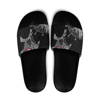 Greenland Viking Ravens Slide Sandals Vegvisir Runes Pattern - Wonder Print Shop