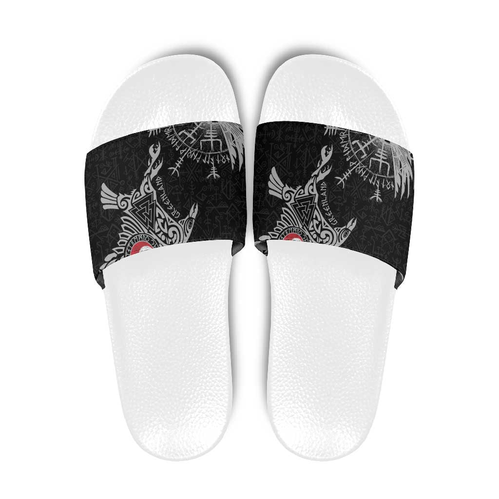 Greenland Viking Ravens Slide Sandals Vegvisir Runes Pattern - Wonder Print Shop