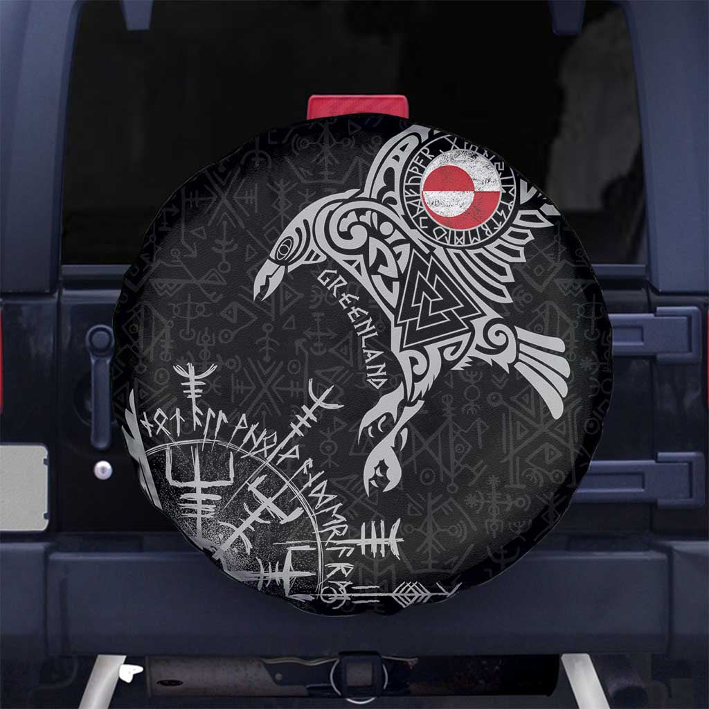 Greenland Viking Ravens Spare Tire Cover Vegvisir Runes Pattern - Wonder Print Shop