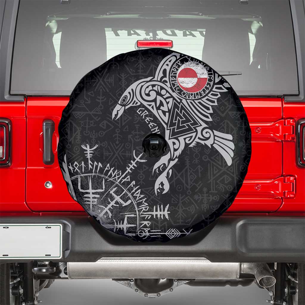 Greenland Viking Ravens Spare Tire Cover Vegvisir Runes Pattern - Wonder Print Shop