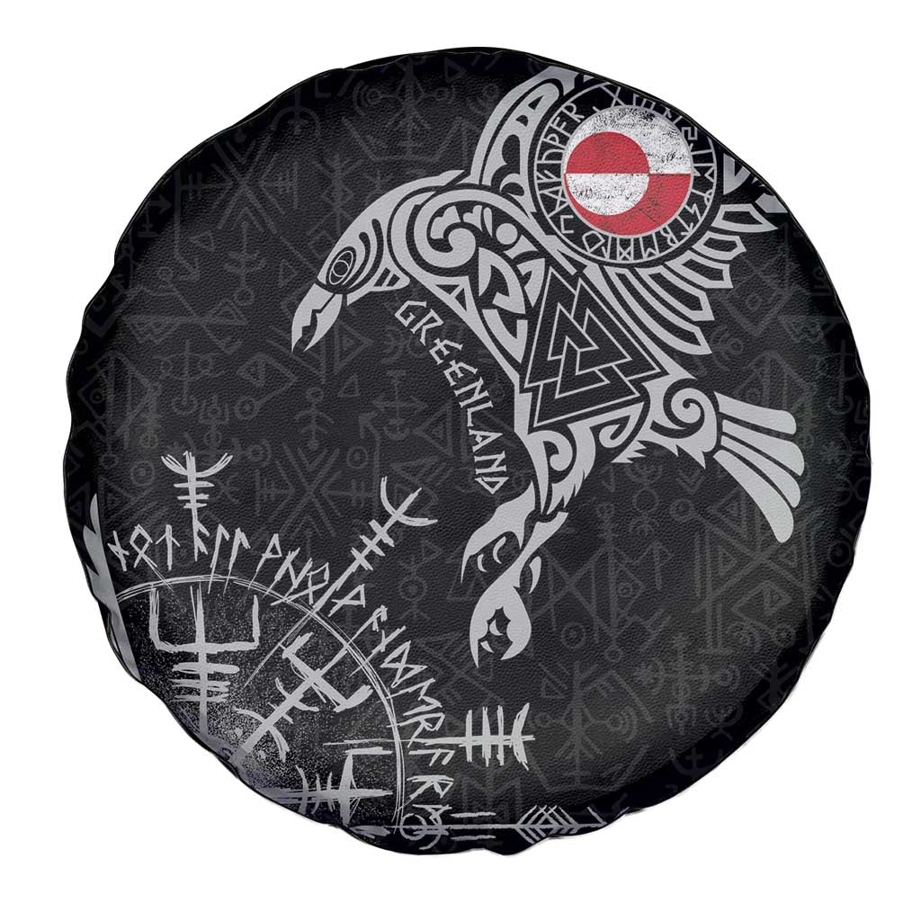 Greenland Viking Ravens Spare Tire Cover Vegvisir Runes Pattern - Wonder Print Shop