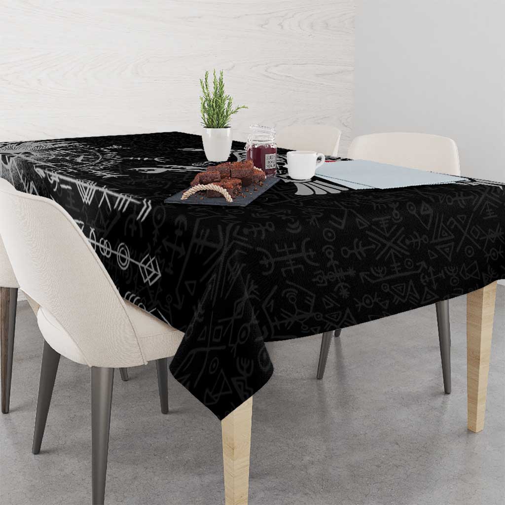 Greenland Viking Ravens Tablecloth Vegvisir Runes Pattern - Wonder Print Shop