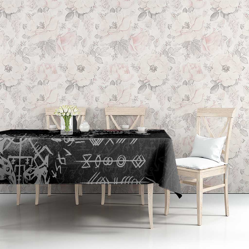 Greenland Viking Ravens Tablecloth Vegvisir Runes Pattern - Wonder Print Shop