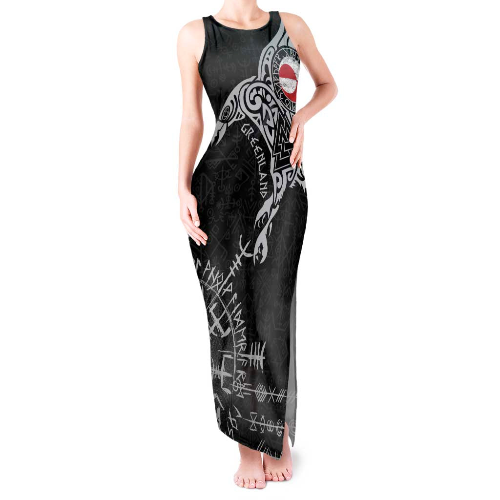 Greenland Viking Ravens Tank Maxi Dress Vegvisir Runes Pattern - Wonder Print Shop