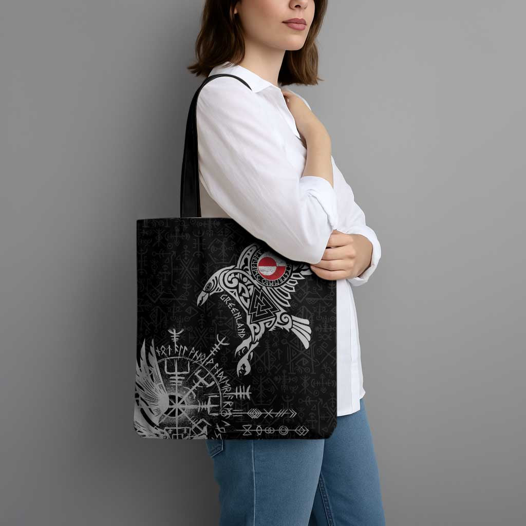 Greenland Viking Ravens Tote Bag Vegvisir Runes Pattern - Wonder Print Shop