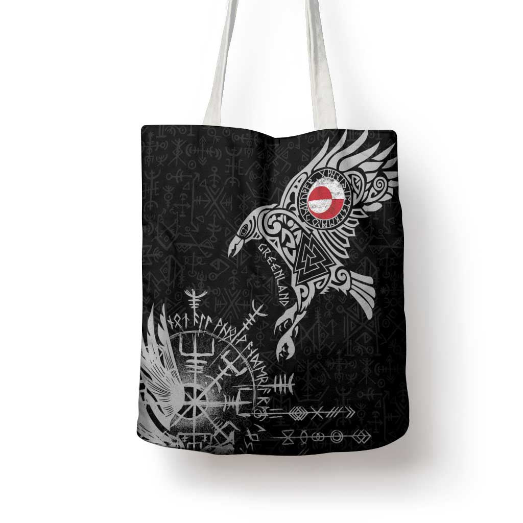 Greenland Viking Ravens Tote Bag Vegvisir Runes Pattern - Wonder Print Shop